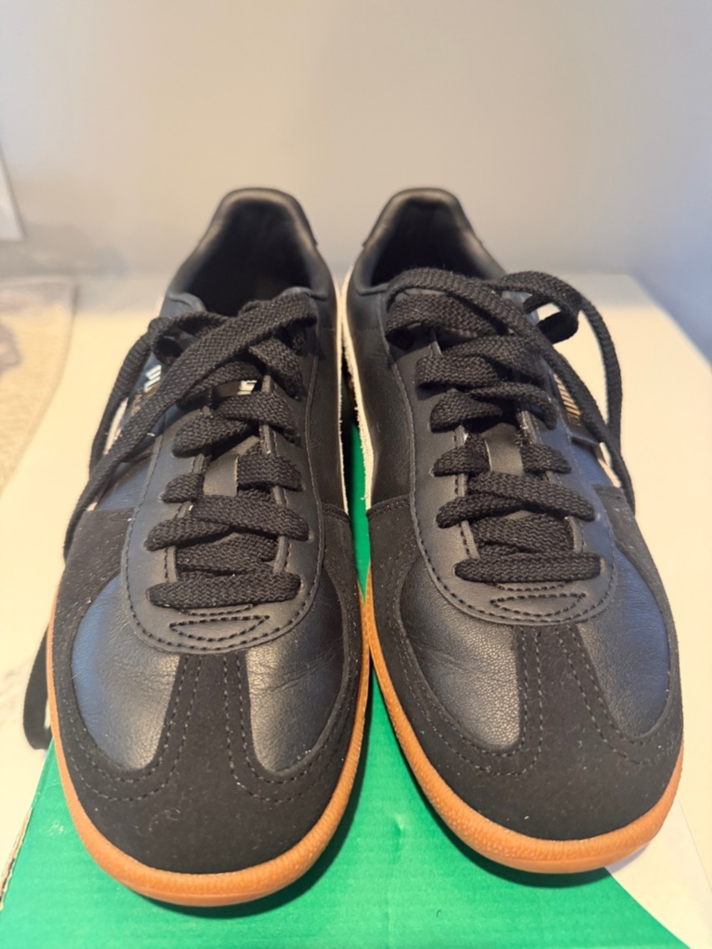 Puma Palermo Black with White Stripe and Gum Sole - Picture 3 of 9